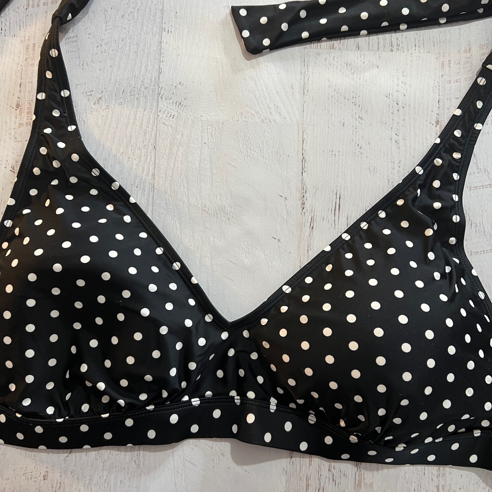 Ralph Lauren Black and White Polka Dot Bikini Top